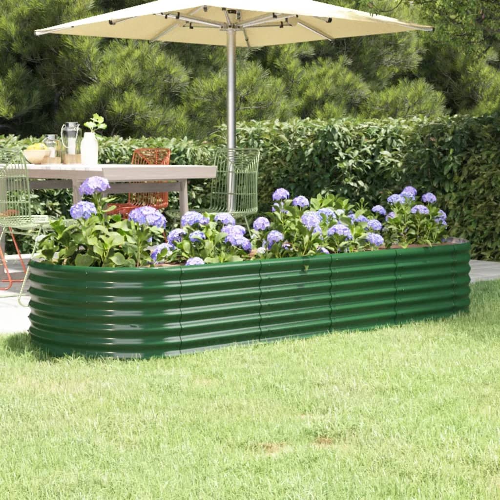 vidaXL Canteiro elevado jardim 224x80x36 cm aço revestido a pó verde