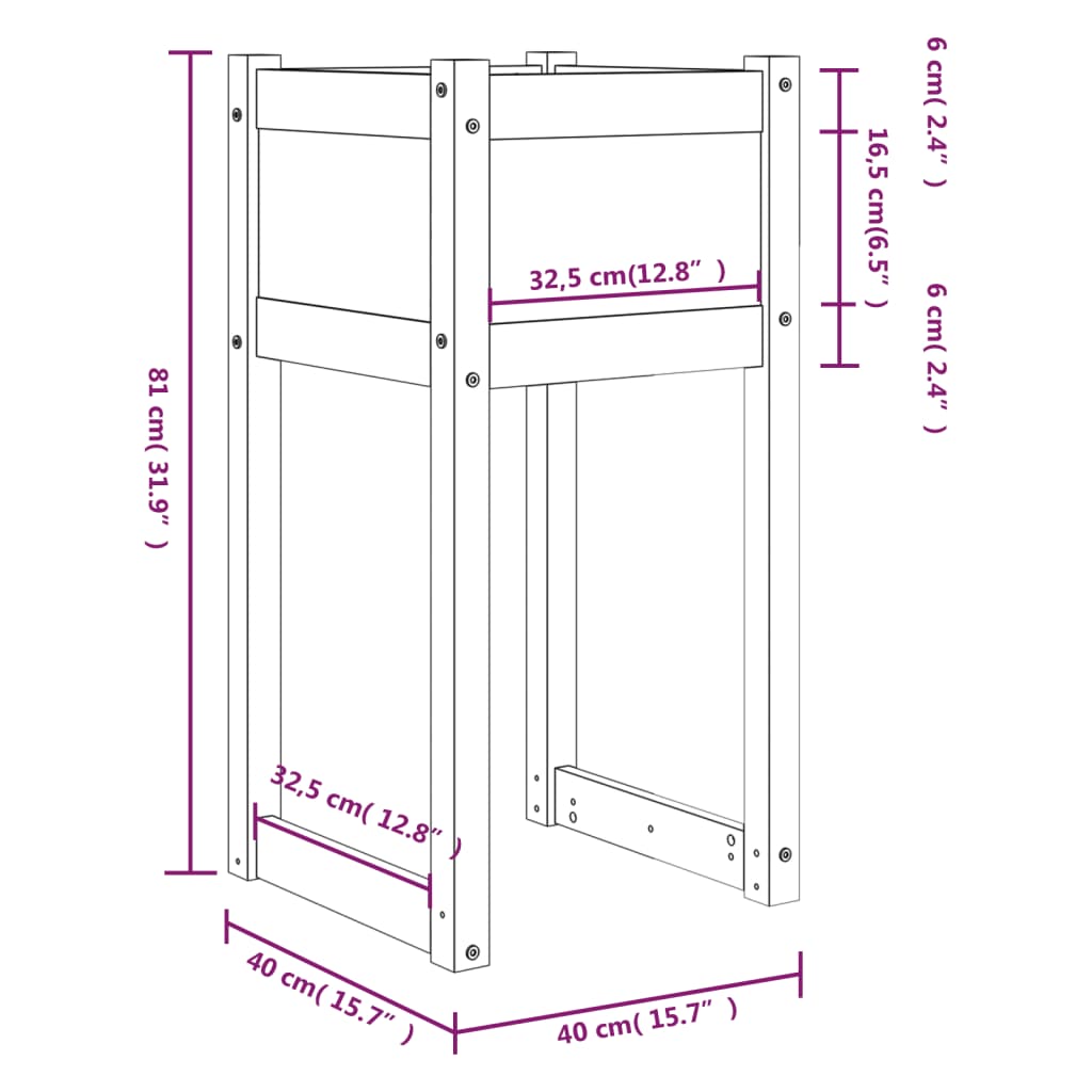 vidaXL Vasos/floreiras 2 pcs 40x40x81 cm pinho maciço