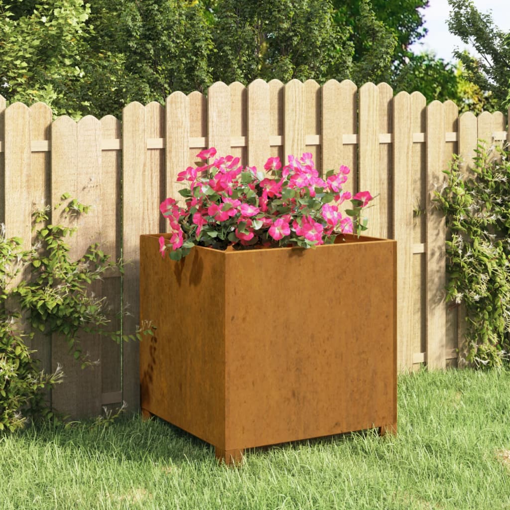 vidaXL Vaso/floreira com pernas 42x40x43 cm aço corten cor enferrujado