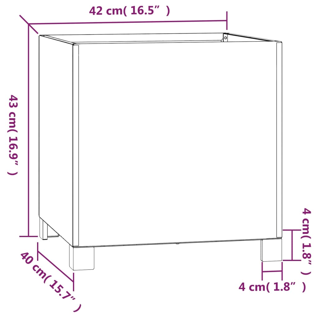 vidaXL Vaso/floreira com pernas 42x40x43 cm aço corten cor enferrujado