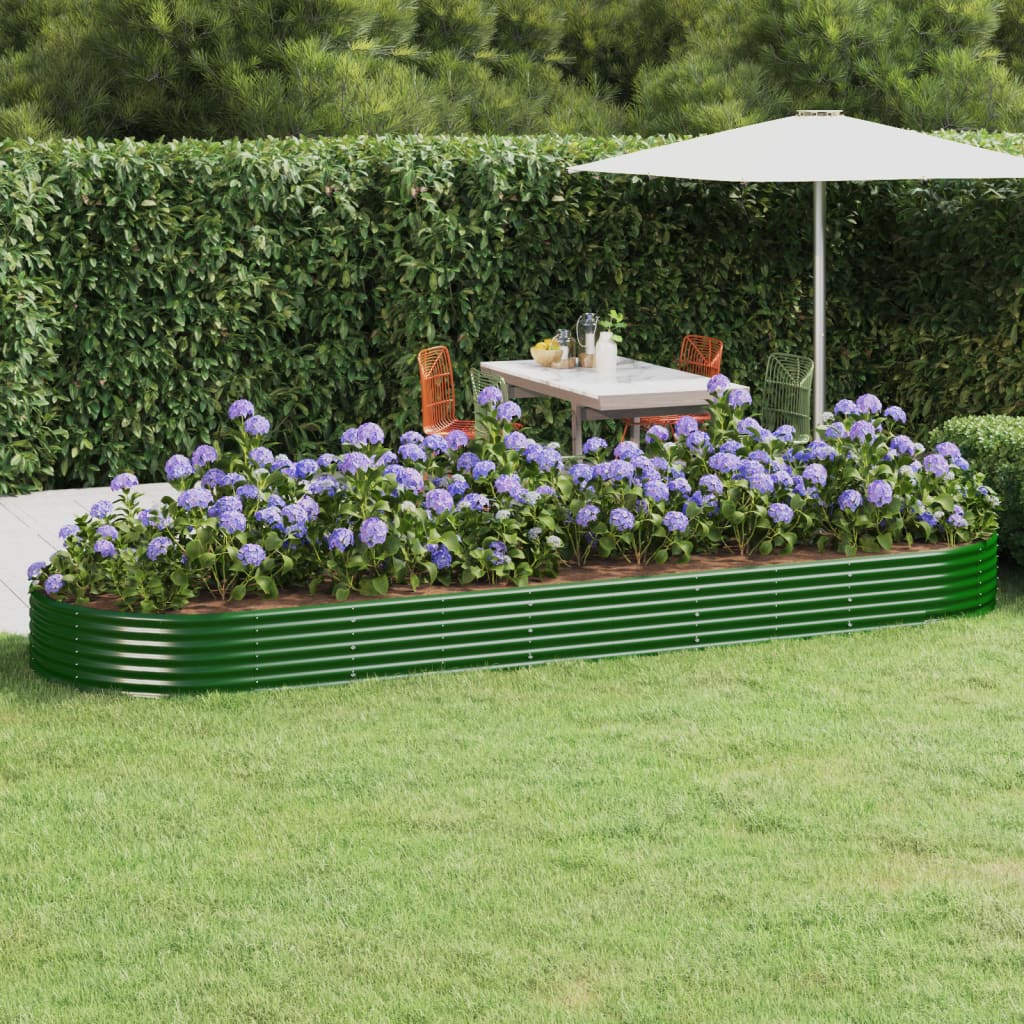 vidaXL Canteiro elevado jardim 450x140x36 cm aço revestido a pó verde