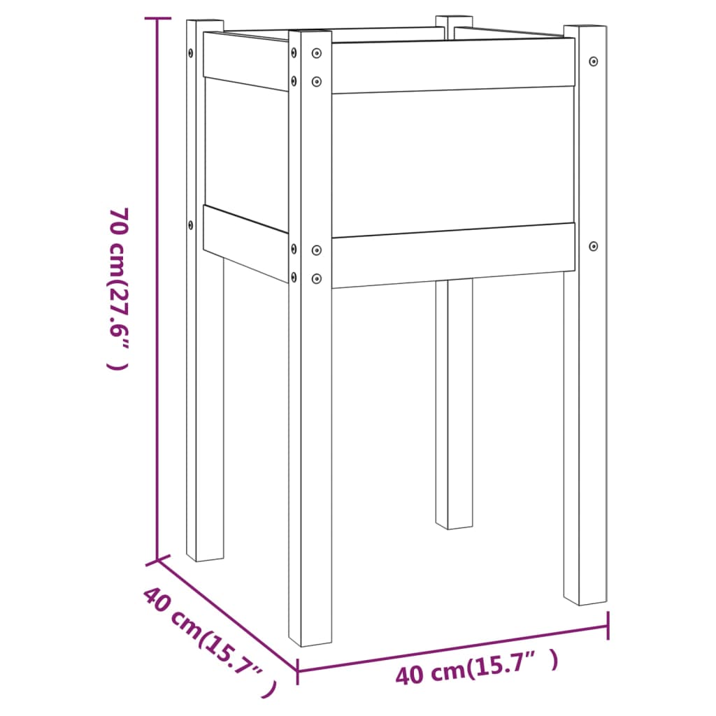 vidaXL Vaso/floreira de jardim 50x50x70 cm pinho maciço