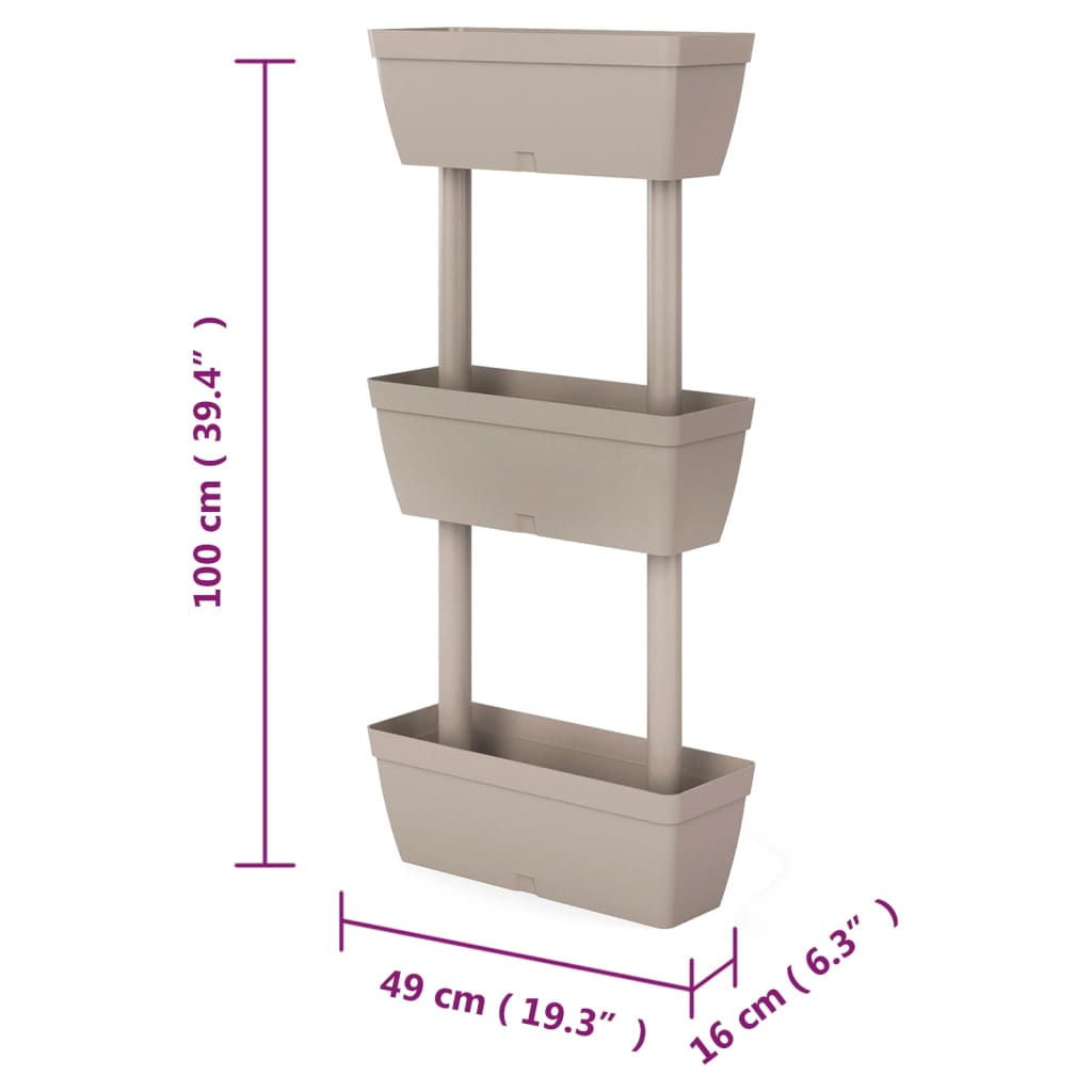 vidaXL Floreiras de jardim 6 pcs 100 cm cinzento-acastanhado