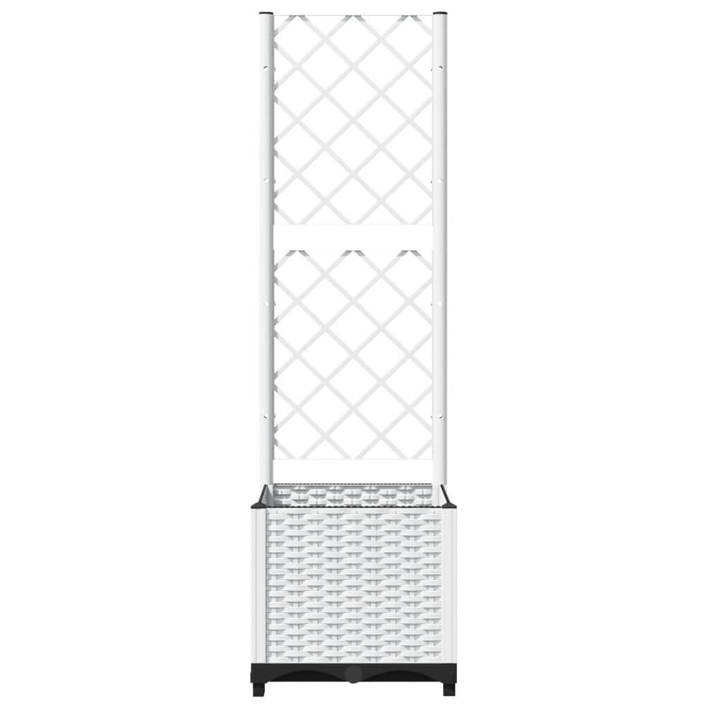 vidaXL Vaso/floreira jardim c/ treliça 40x40x136 cm PP branco