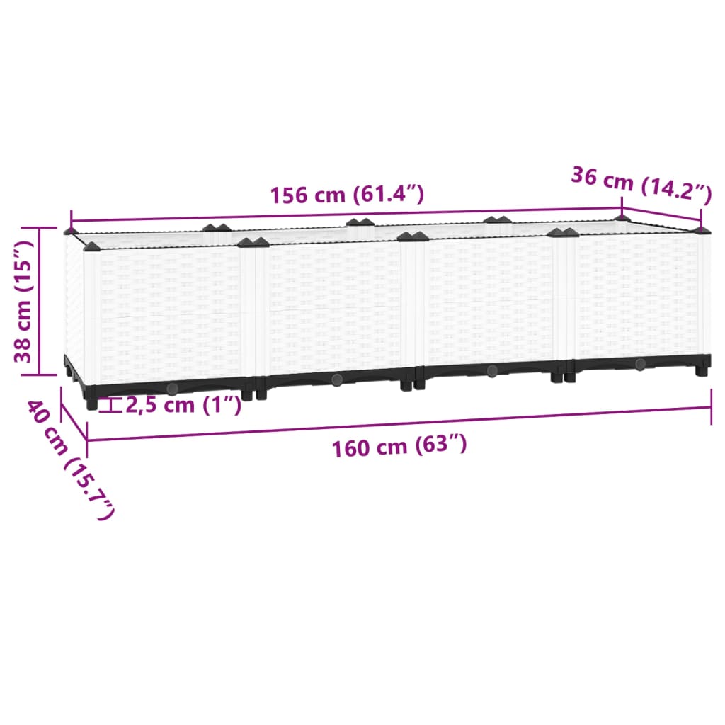 vidaXL Canteiro elevado 80x80x38 cm polipropileno