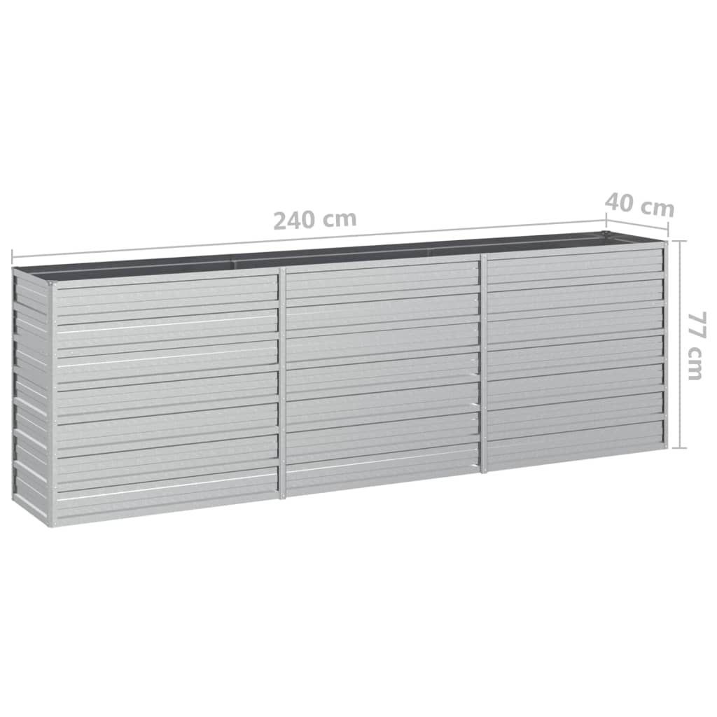 vidaXL Canteiro elevado de jardim 240x40x77cm aço galvanizado prateado