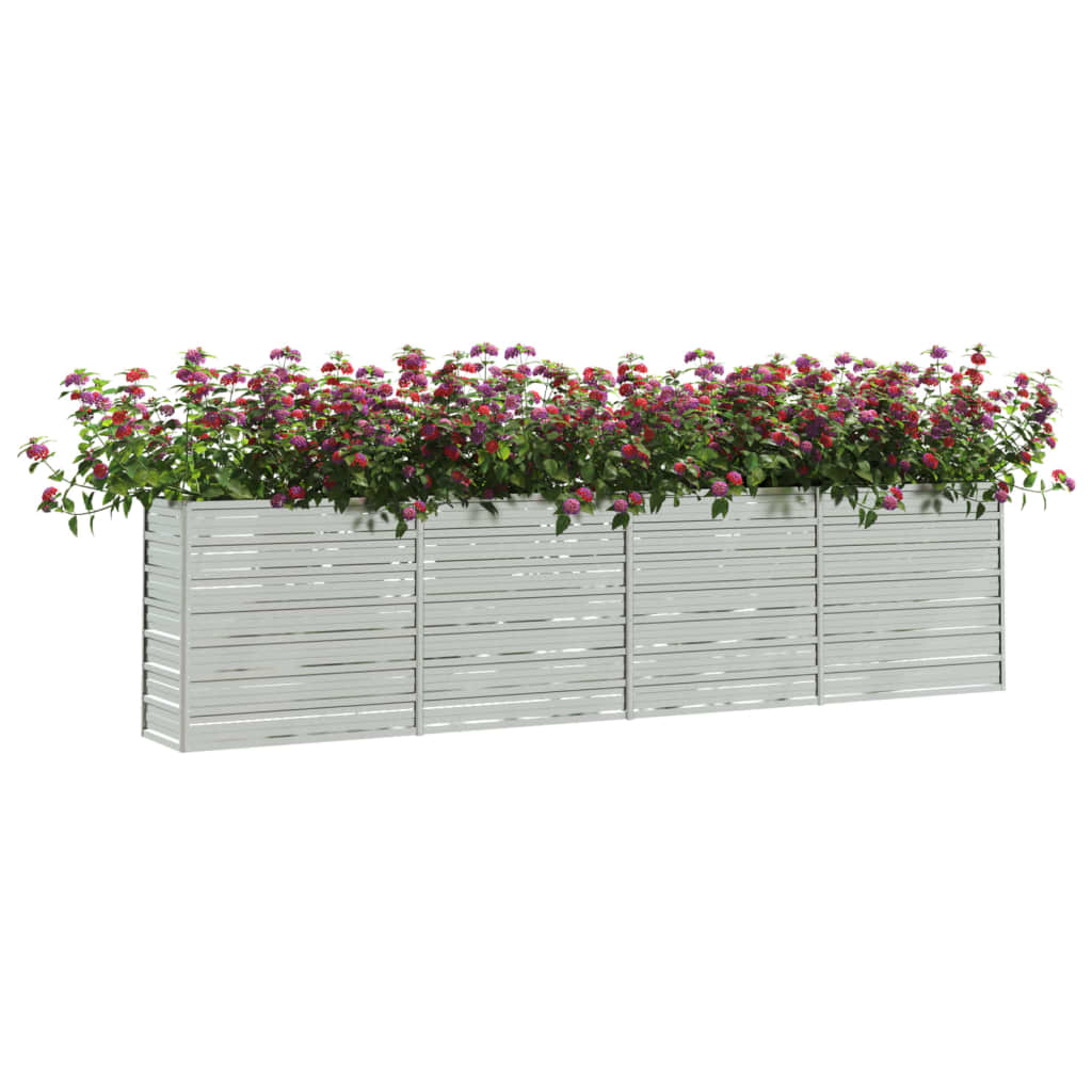 vidaXL Canteiro elevado de jardim 320x40x77cm aço galvanizado prateado