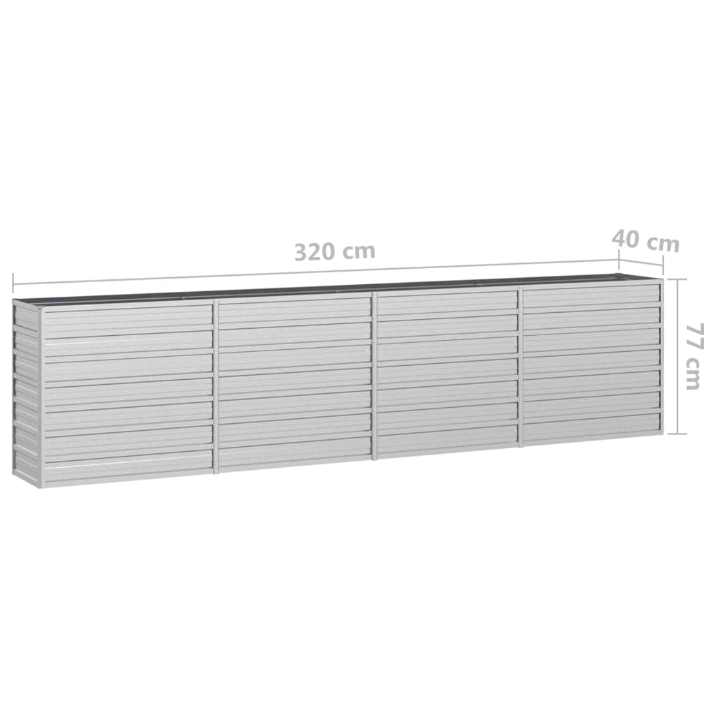 vidaXL Canteiro elevado de jardim 320x40x77cm aço galvanizado prateado