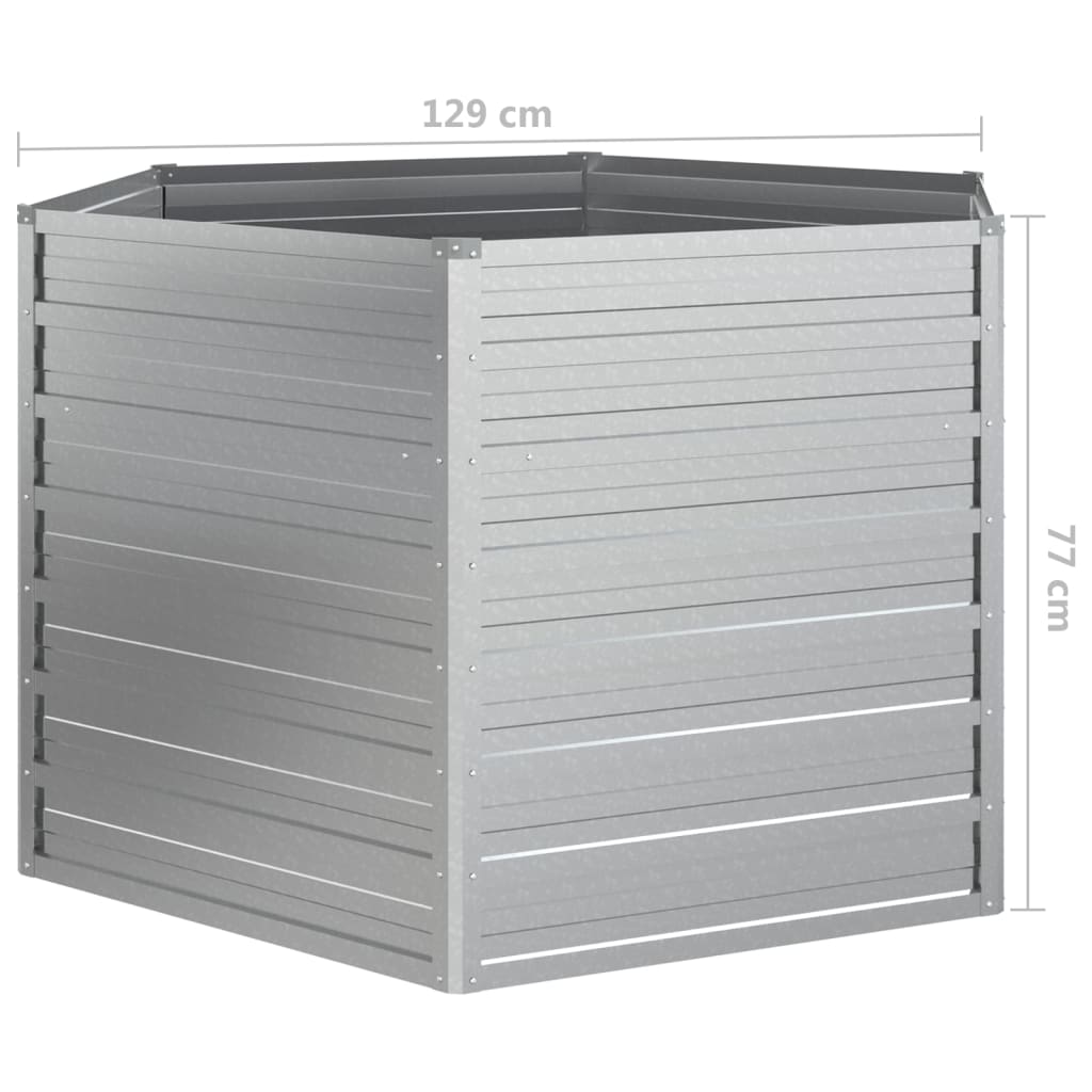 vidaXL Canteiro elevado de jardim 129x77 cm aço galvanizado prateado