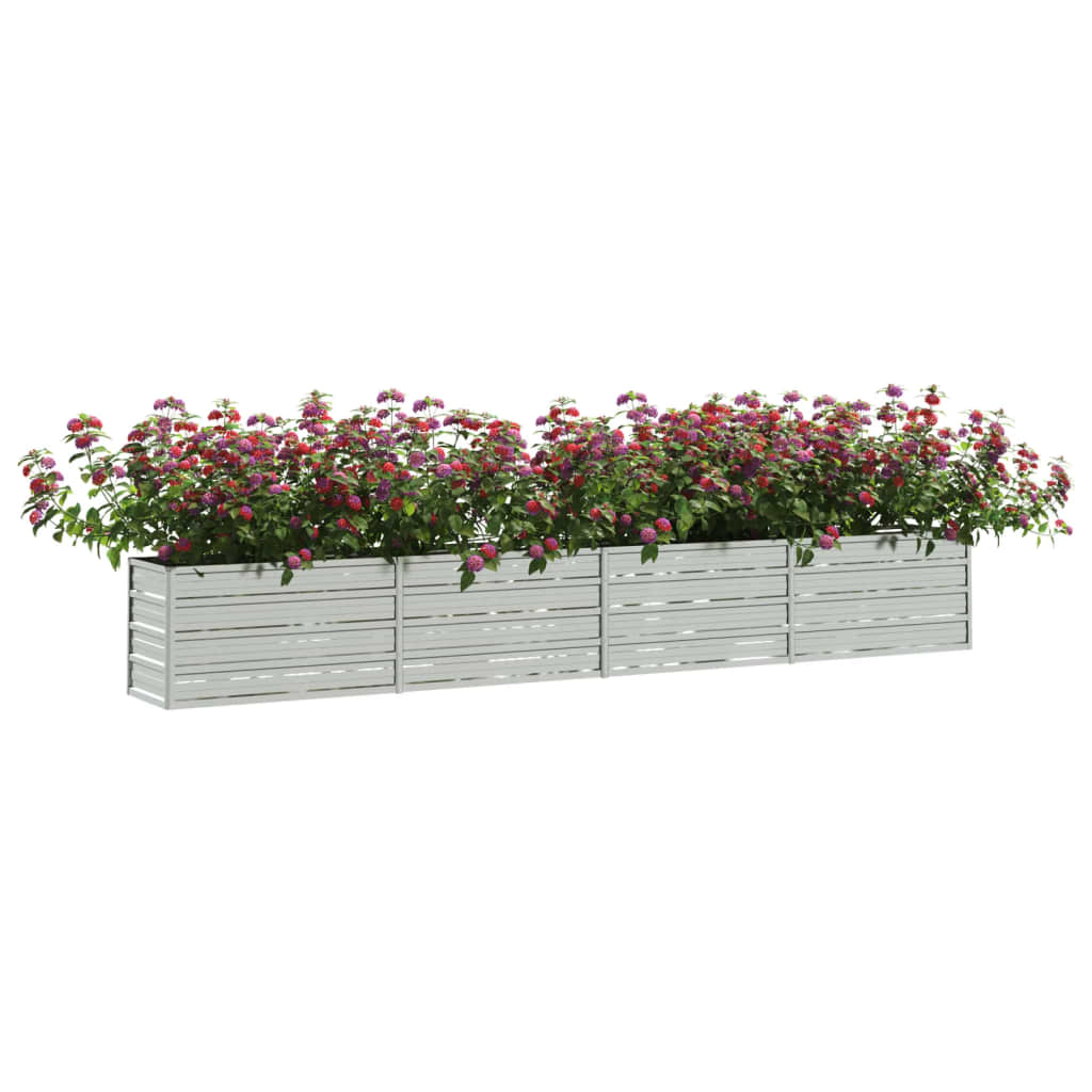 vidaXL Canteiro elevado de jardim 320x40x45cm aço galvanizado prateado