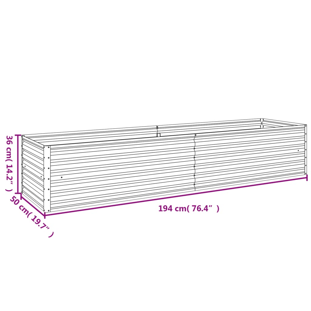 vidaXL Canteiro elevado de jardim 194x50x36 cm aço corten