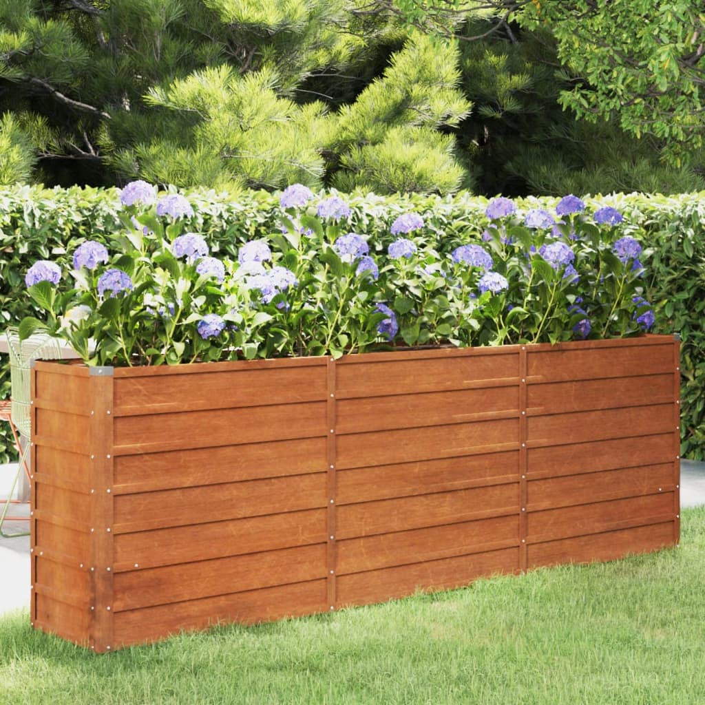 vidaXL Canteiro de jardim 240x40x77 cm aço corten cor enferrujado