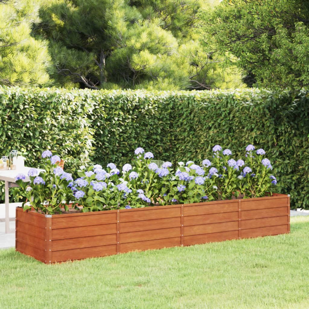 vidaXL Canteiro de jardim 320x80x45 cm aço corten cor enferrujado