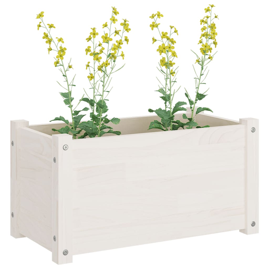 vidaXL Vaso/floreira de jardim 60x31x31 cm pinho maciço branco