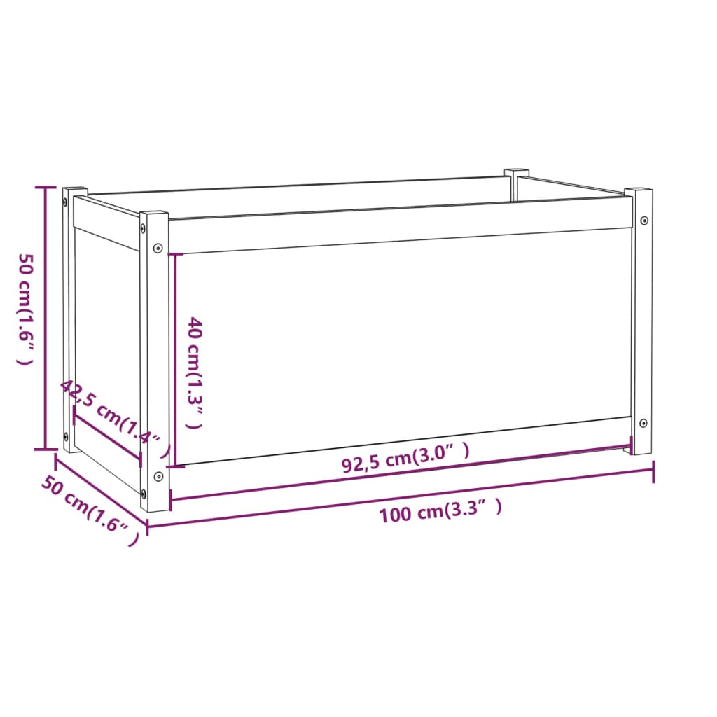 vidaXL Vaso/floreira de jardim 2 pcs 100x50x50cm pinho maciço