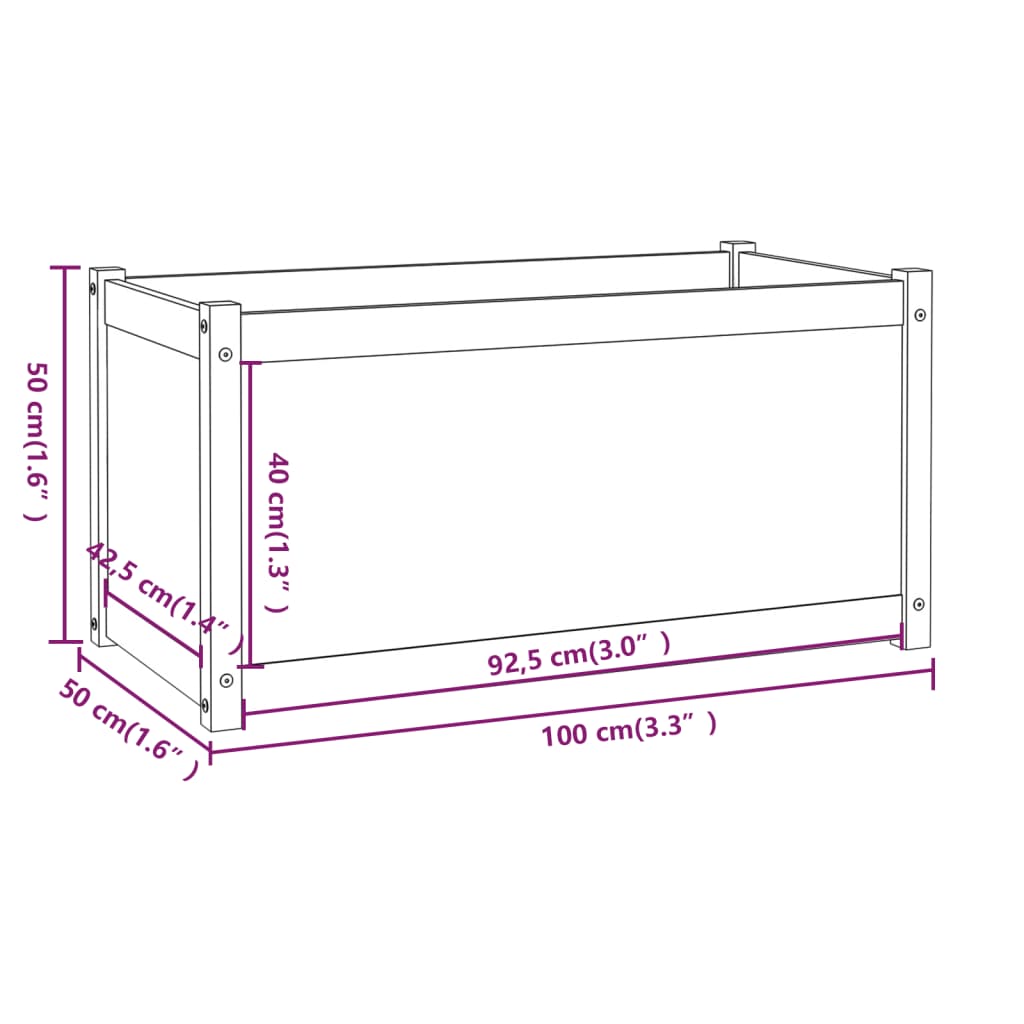 vidaXL Vasos/floreiras de jardim 2 pcs 100x50x50cm pinho maciço branco