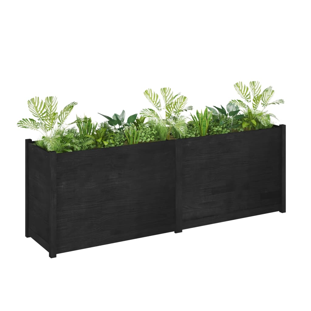 vidaXL Vaso de jardim 200x50x70 cm madeira de pinho maciça preto