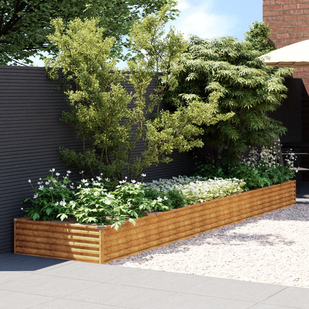 vidaXL Canteiro elevado de jardim 482x100x36 cm aço corten