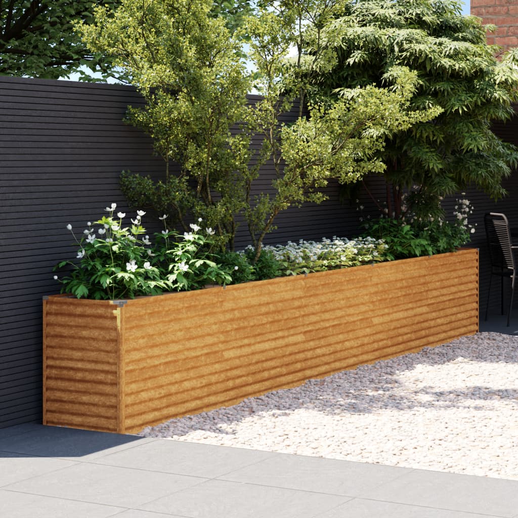 vidaXL Canteiro elevado de jardim 482x50x69 cm aço corten