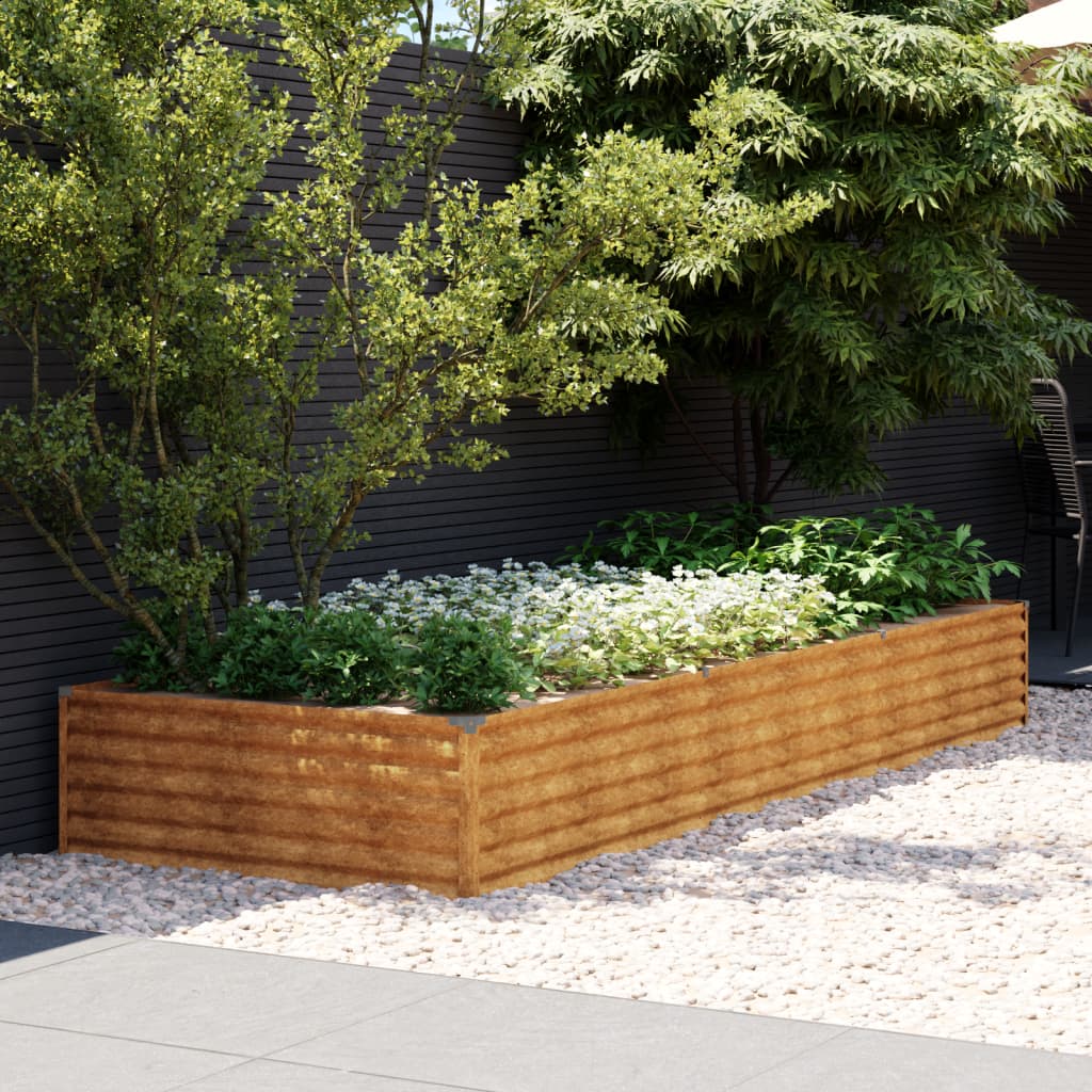 vidaXL Canteiro elevado de jardim 291x100x36 cm aço corten