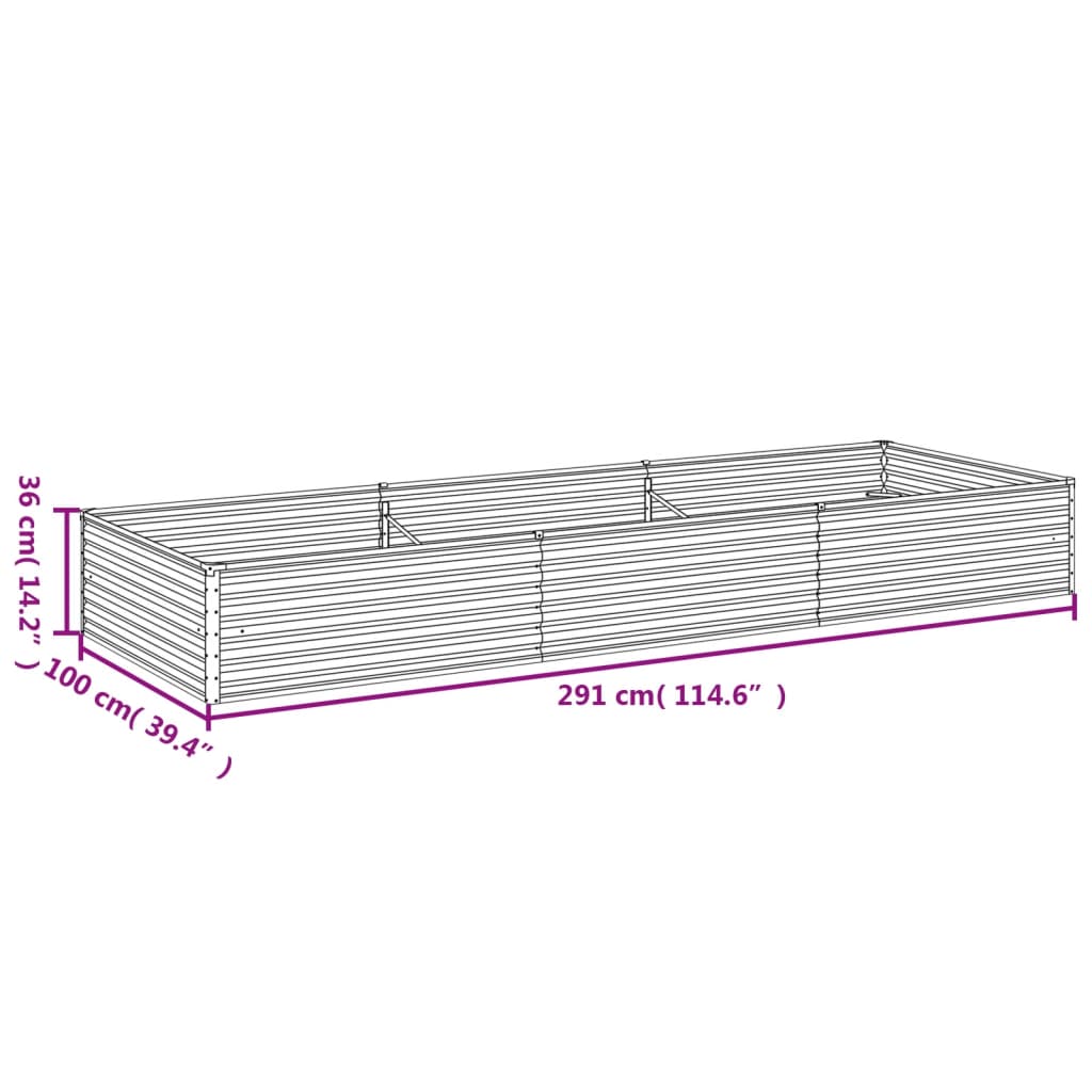 vidaXL Canteiro elevado de jardim 291x100x36 cm aço corten