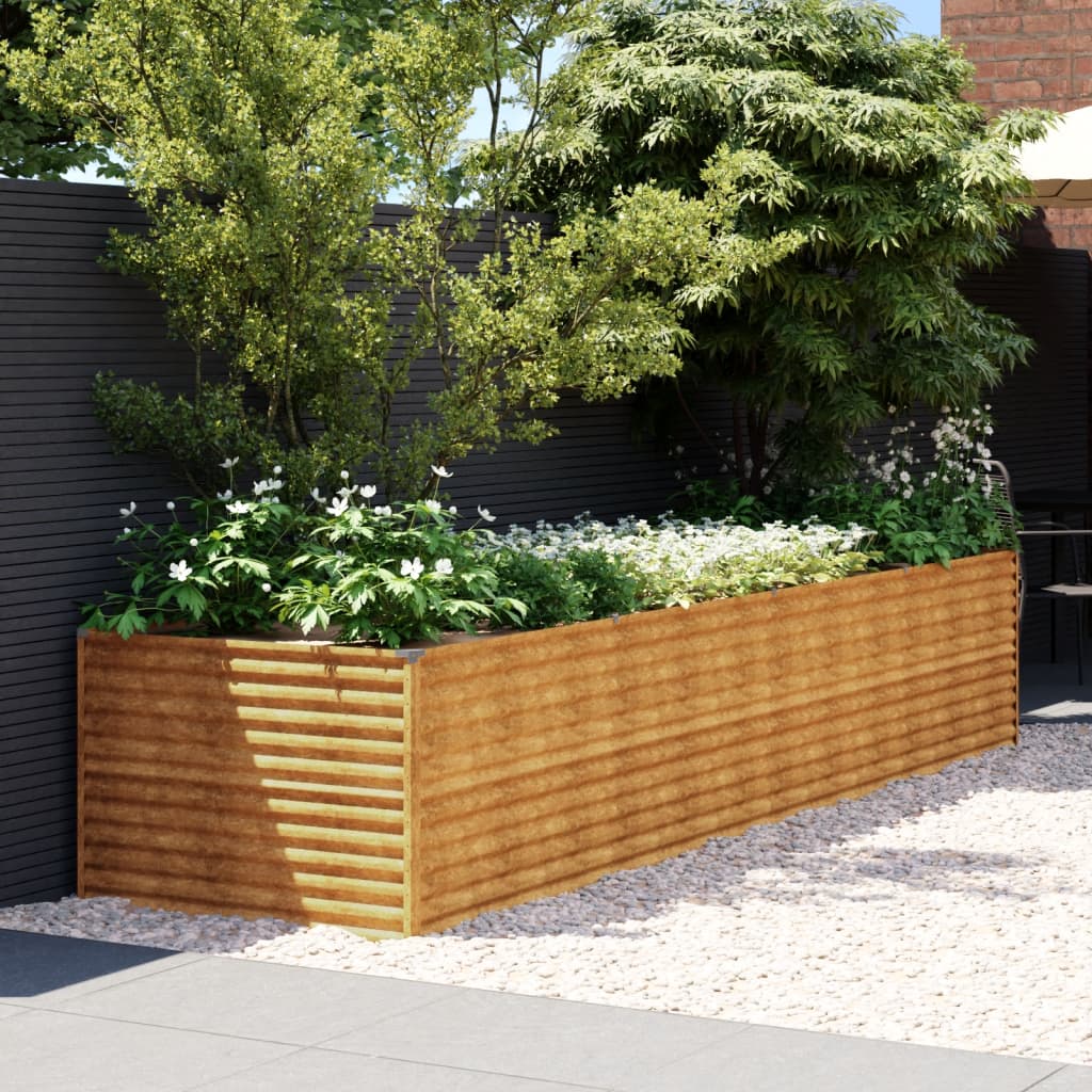 vidaXL Canteiro elevado de jardim 386x100x69 cm aço corten