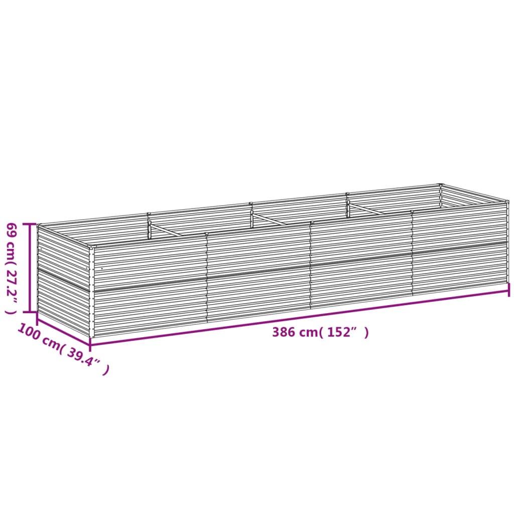 vidaXL Canteiro elevado de jardim 386x100x69 cm aço corten