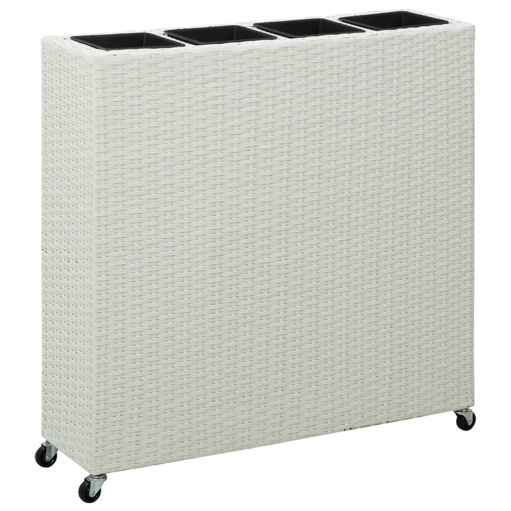 vidaXL Floreira com 4 vasos 80x22x79 cm vime PE branco