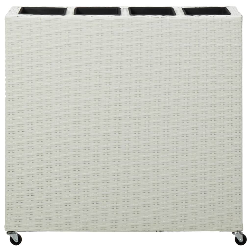 vidaXL Floreira com 4 vasos 80x22x79 cm vime PE branco