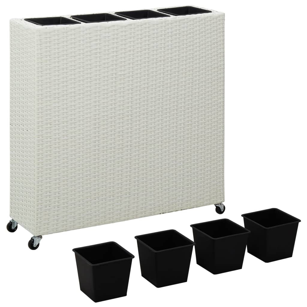 vidaXL Floreira com 4 vasos 80x22x79 cm vime PE branco