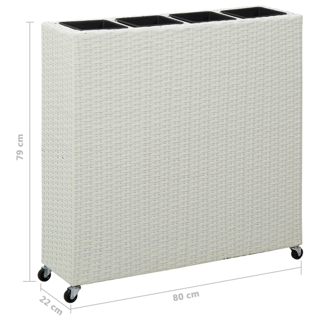 vidaXL Floreira com 4 vasos 80x22x79 cm vime PE branco