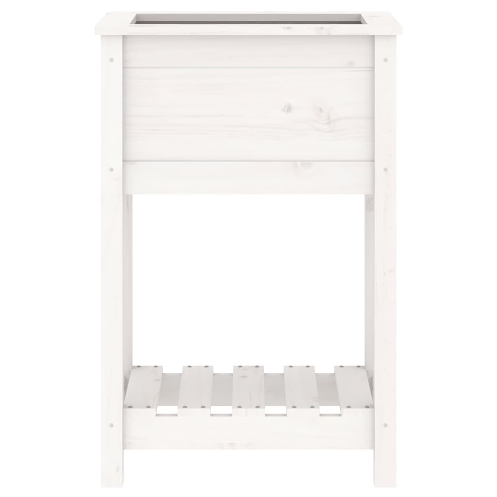 vidaXL Vaso/floreira com prateleira 54x34,5x81 cm pinho maciço branco