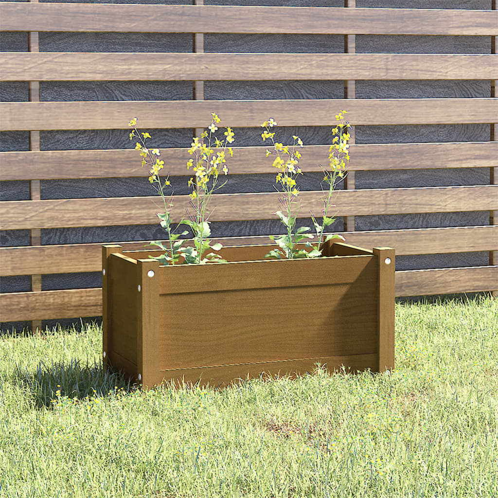 vidaXL Vaso/floreira de jardim 60x31x31 cm pinho maciço castanho-mel