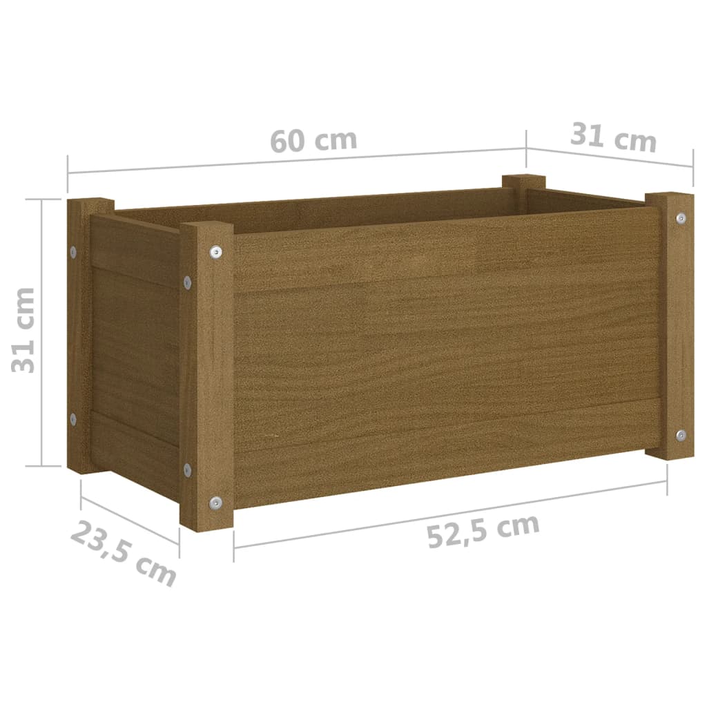 vidaXL Vaso/floreira de jardim 60x31x31 cm pinho maciço castanho-mel