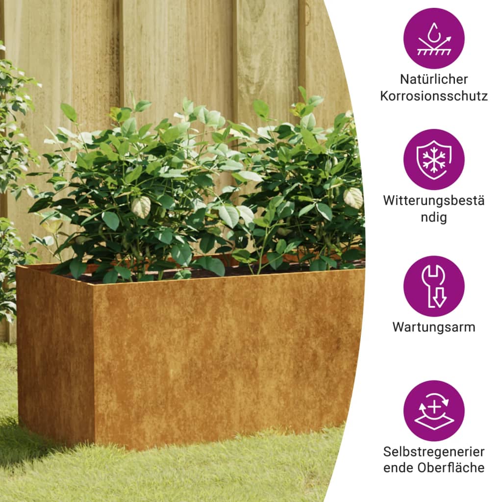 vidaXL Canteiro elevado de jardim 200x40x40 cm aço corten