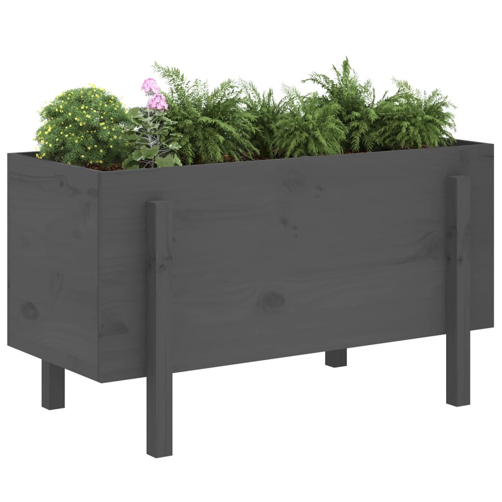 vidaXL Canteiro elevado de jardim 101x50x57 cm pinho maciço cinzento