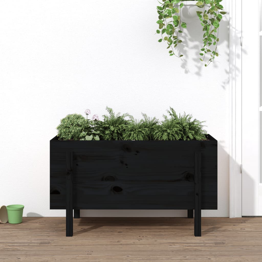 vidaXL Canteiro elevado de jardim 101x50x57 cm pinho maciço preto