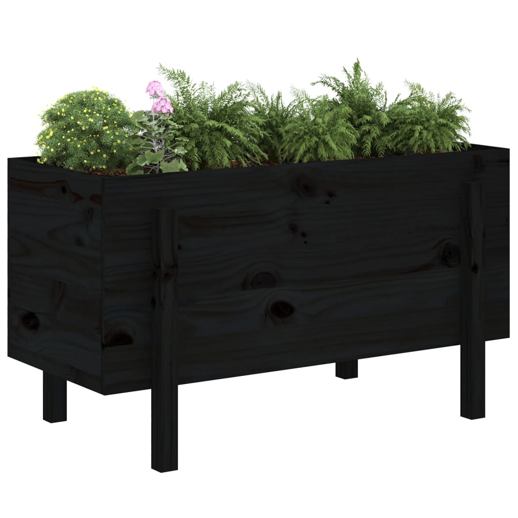 vidaXL Canteiro elevado de jardim 101x50x57 cm pinho maciço preto