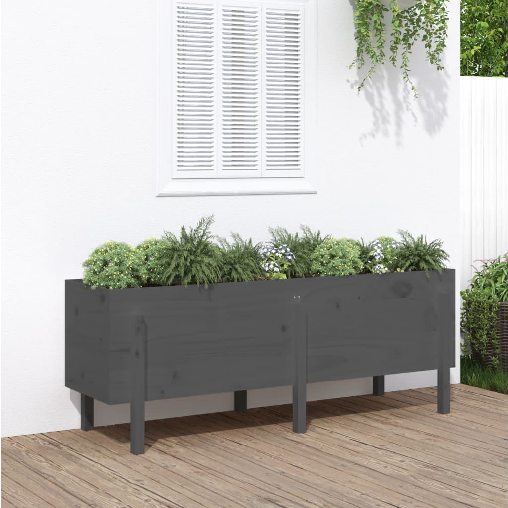 vidaXL Canteiro elevado de jardim 160x50x57 cm pinho maciço cinzento