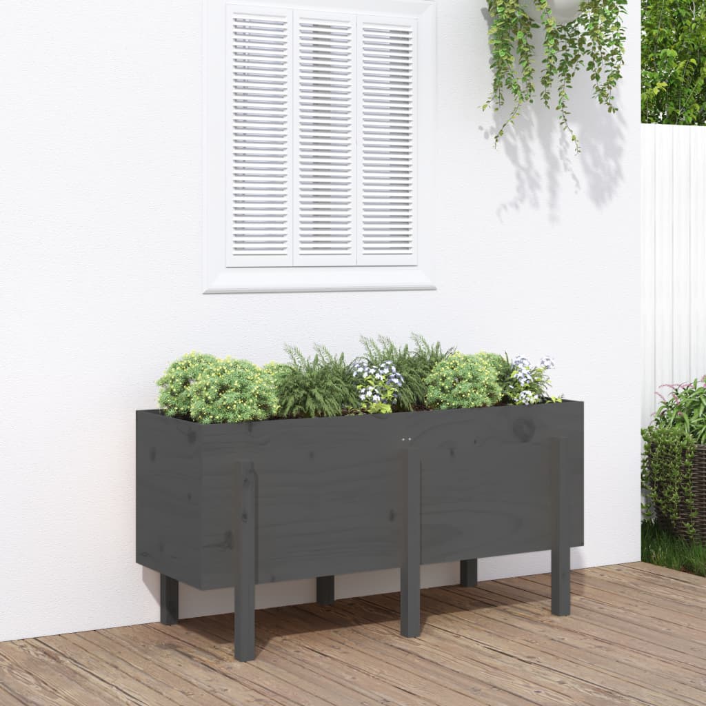 vidaXL Canteiro elevado de jardim 121x50x57 cm pinho maciço cinzento