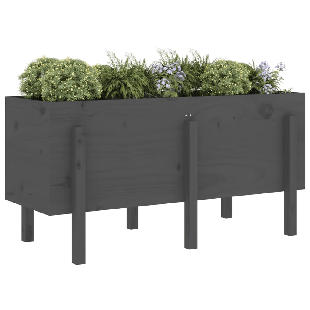 vidaXL Canteiro elevado de jardim 121x50x57 cm pinho maciço cinzento