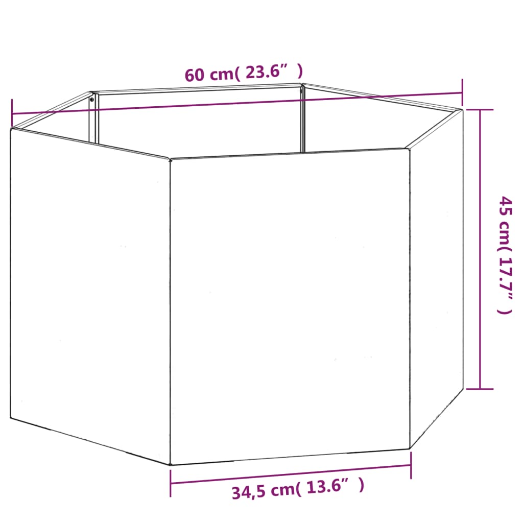 vidaXL Vaso/floreira 60x60x45 cm aço corten cor enferrujado