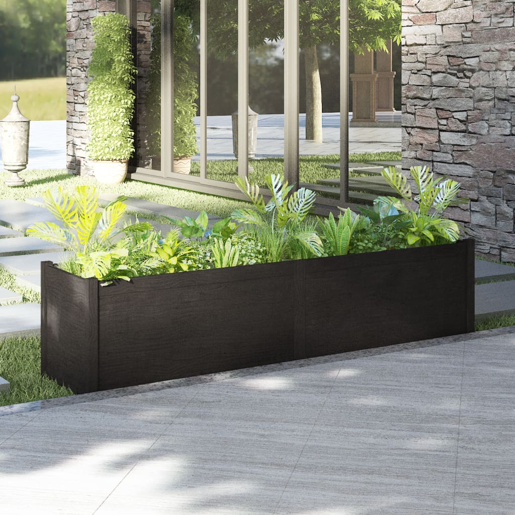 vidaXL Vaso/floreira de jardim 200x50x50 cm pinho maciço preto