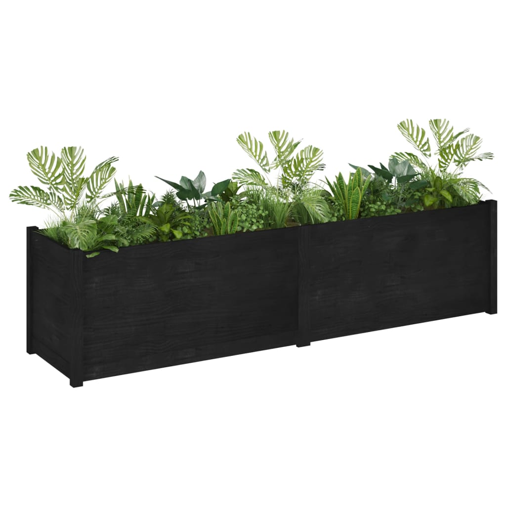 vidaXL Vaso/floreira de jardim 200x50x50 cm pinho maciço preto