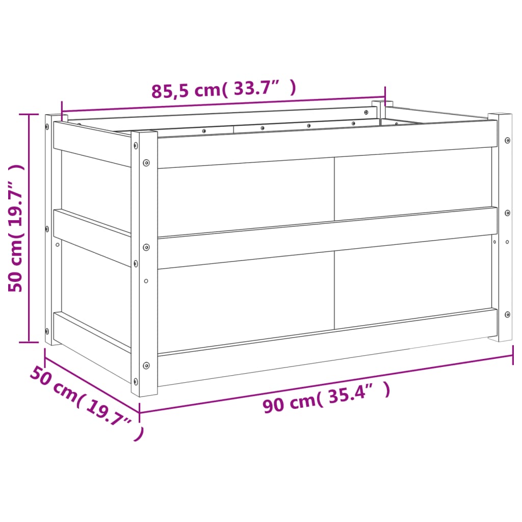 vidaXL Vaso/floreira de jardim 90x50x50 cm madeira de pinho impregnada