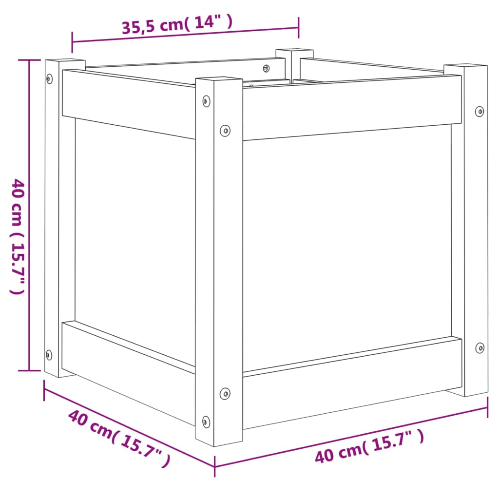 vidaXL Vaso/floreira de jardim 40x40x40 cm madeira pinho maciça branco