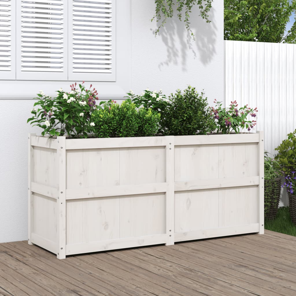 vidaXL Vaso/floreira de jardim 150x50x70 cm pinho maciço branco