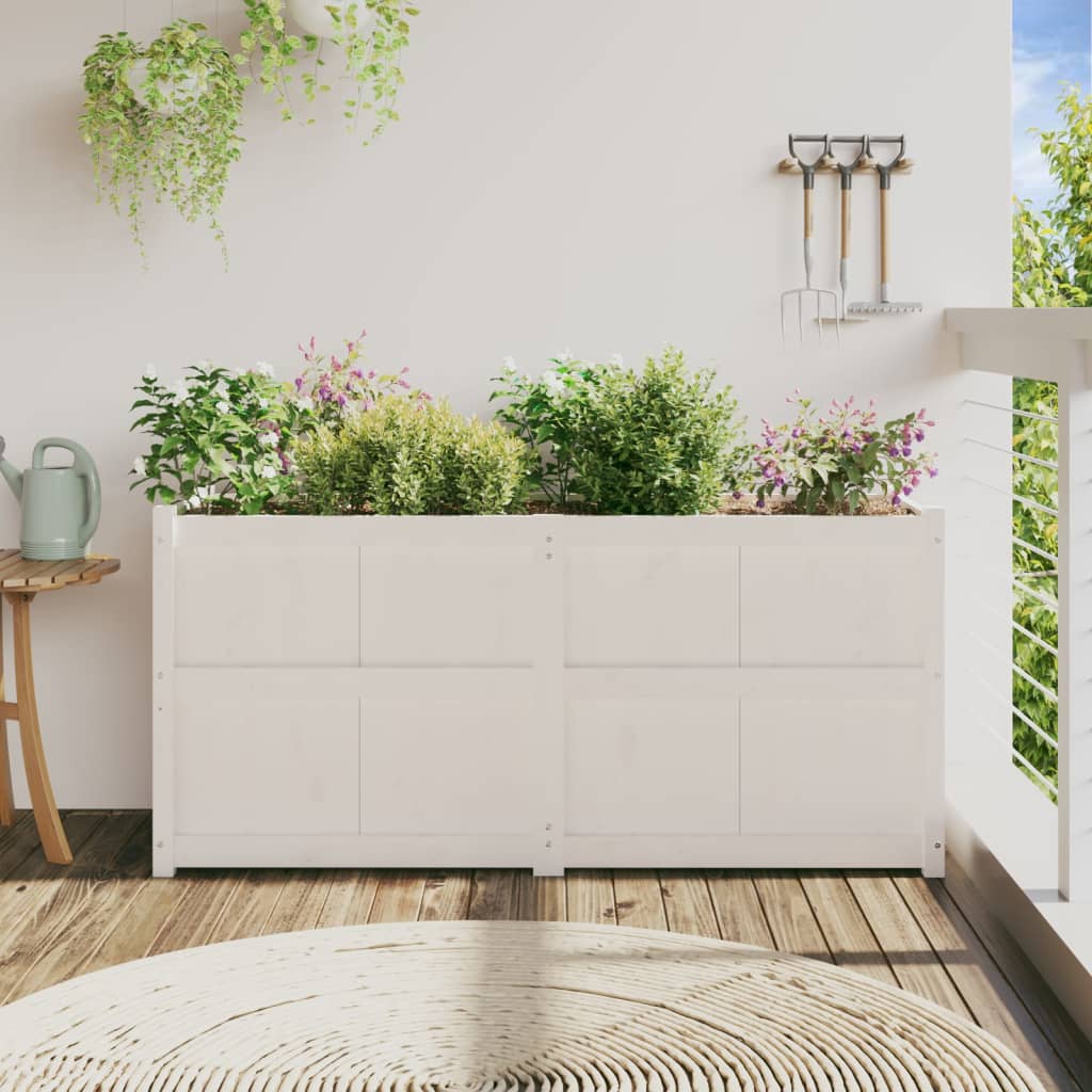 vidaXL Vaso/floreira de jardim 150x50x70 cm pinho maciço branco