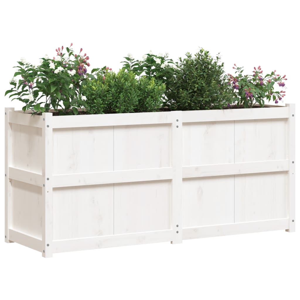 vidaXL Vaso/floreira de jardim 150x50x70 cm pinho maciço branco