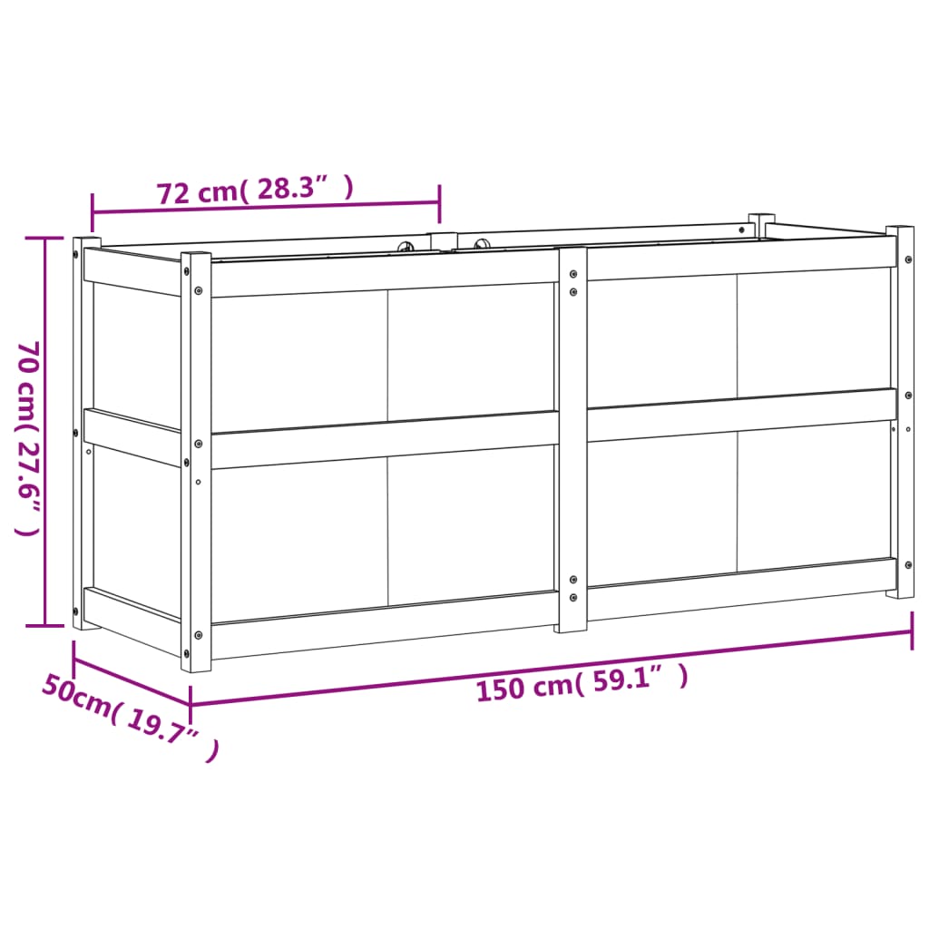 vidaXL Vaso/floreira de jardim 150x50x70 cm pinho maciço branco